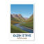 Glen Etive, Scotland - Romantic Highlands Travel Poster: Winding River and Mountain Solitude. Giclee Print on Wrapped Canvas. Wall Art, Home Decor - Regions & Scenic Areas, Scotland 1 Piece Wrapped Canvas Wall Art-1012193778
