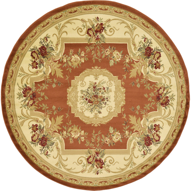 Debora Oriental Area Rug, Round 7'10", Orange