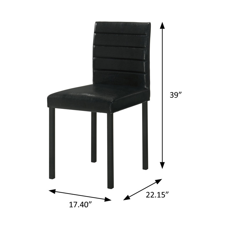 17.4" W Transitional Dining Side Chair, Black