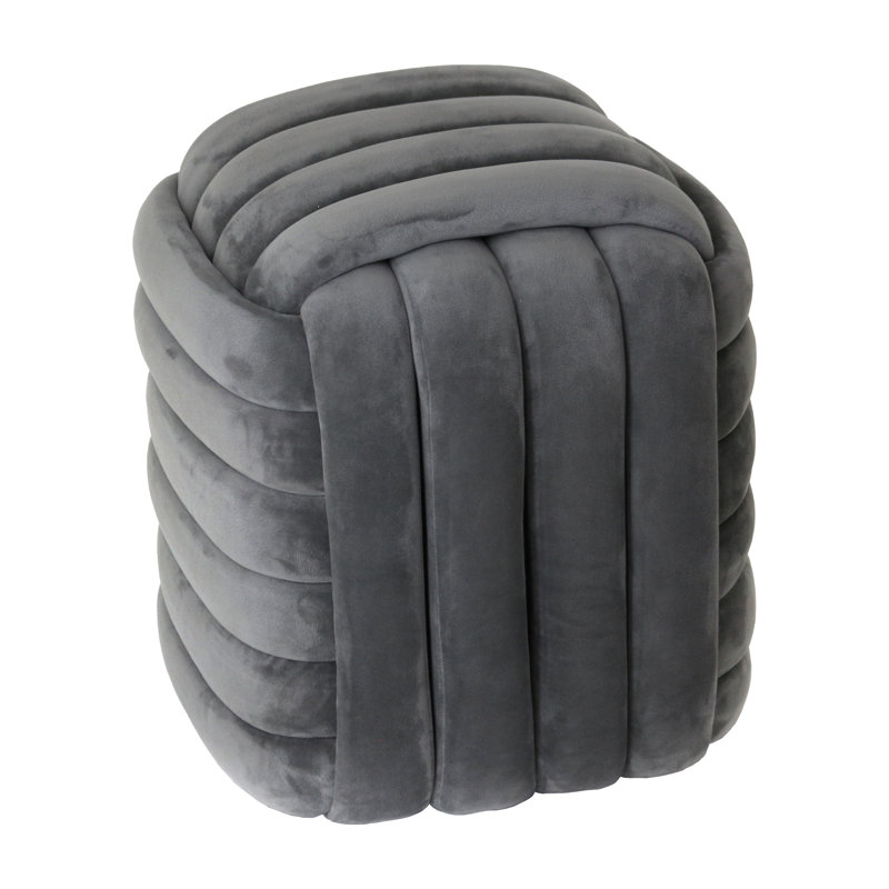 19" Machar Velvet Knot Stool, Gray