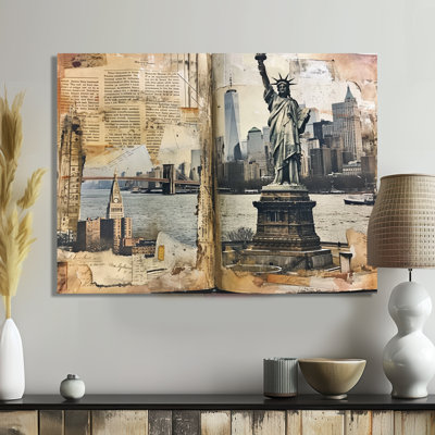 Statue de la liberté, revues rétro collage - New York City Wall Art Decor