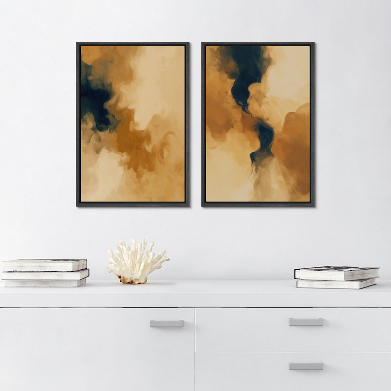 Coups de peinture abstraits et modernes, H 24 po x l 32 po, Cadre noir