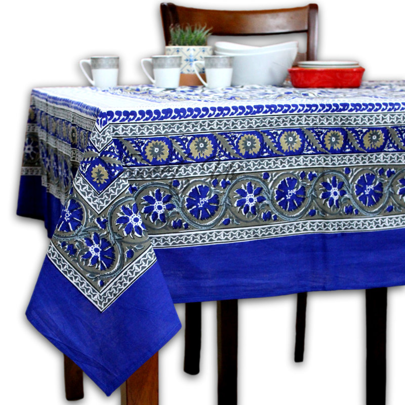 Nappe 100% coton Floral Enchantment Floral, Bleu, L 104 po x l 70 po