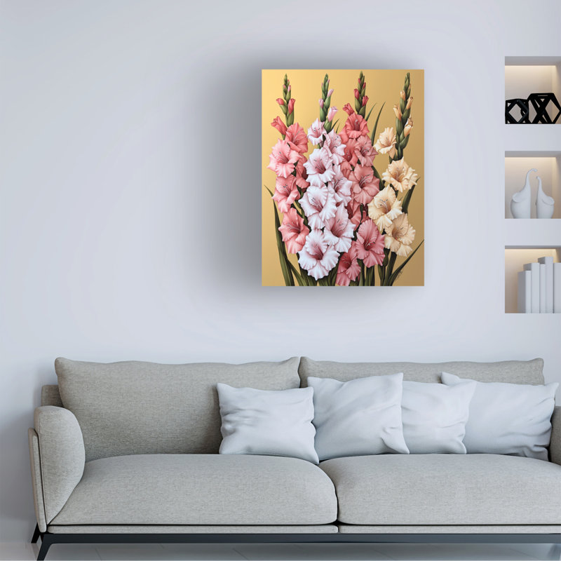 Art sur toile, bolognaise, rose et jaune, H 24 po x l 32 po