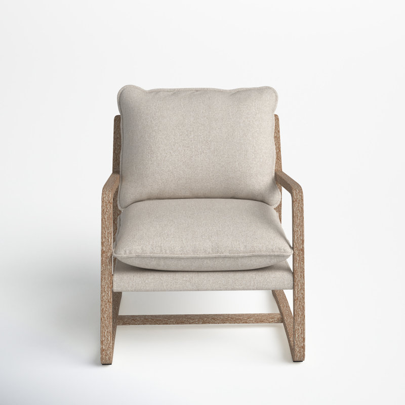 Windy Upholstered Armchair, Light Brown, Beige Polyester