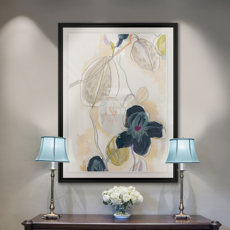 " Abstracted Orchid I ", 26.5" H x 36.5" W x 1.5" D, Black Framed