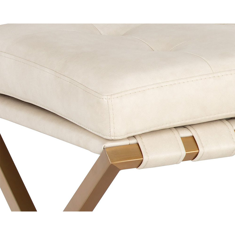 Kenji Upholstered Bench, Cream Performance Basketweave