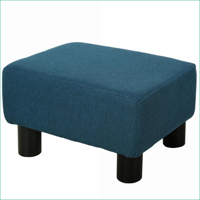 Repose-pieds, petit repose-pieds cubique avec tissu en lin pour le salon et amp; Hall d'entrée | Bleu marine | Lin | Bleu marine