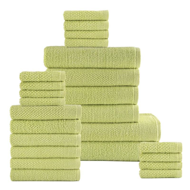 Dan River 24 Piece Popcorn Cotton Bath Towel Set, Spearmint