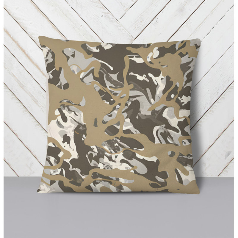 Throw Pillow With Insert, Brown/Gray Camouflage 5, 18"H x 18"W
