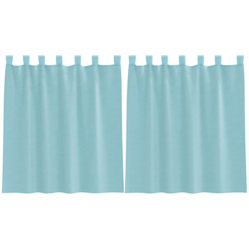Voile Curtains With Tab Top 2 Pcs, Turquoise, 140cm Width x 140cm Drop
