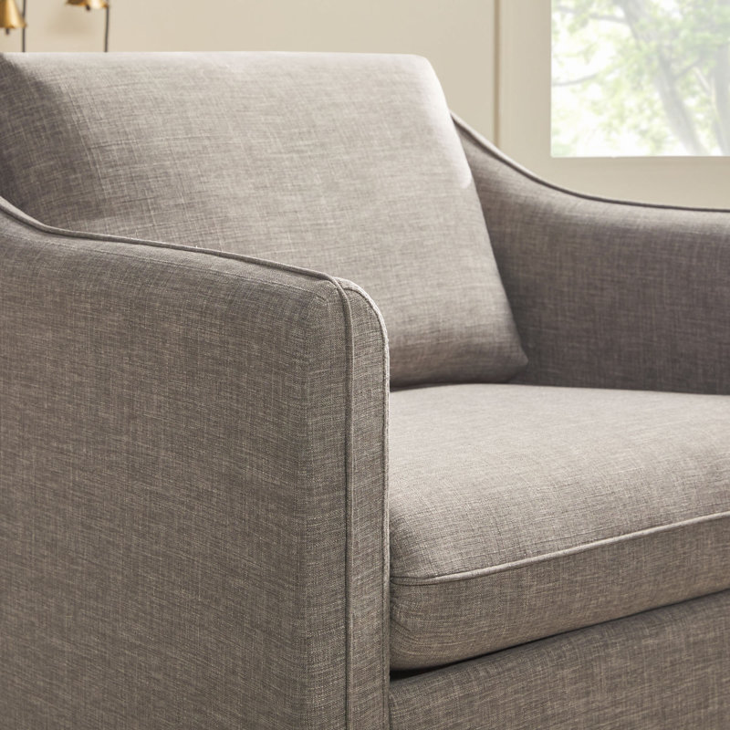 Modern Farmhouse Easy Assembly Upholstered Swivel Armchair, Dark Gray