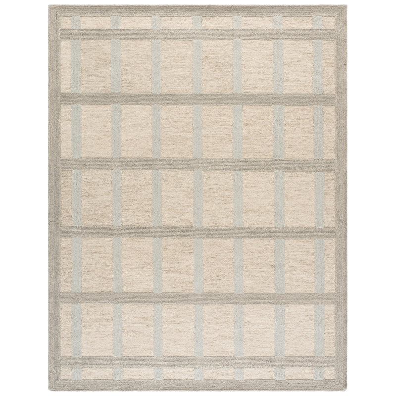 Tapis géométrique Genre 850 tufté à la main, 80 % laine, 20 % coton, Rectangle 9' x 12'