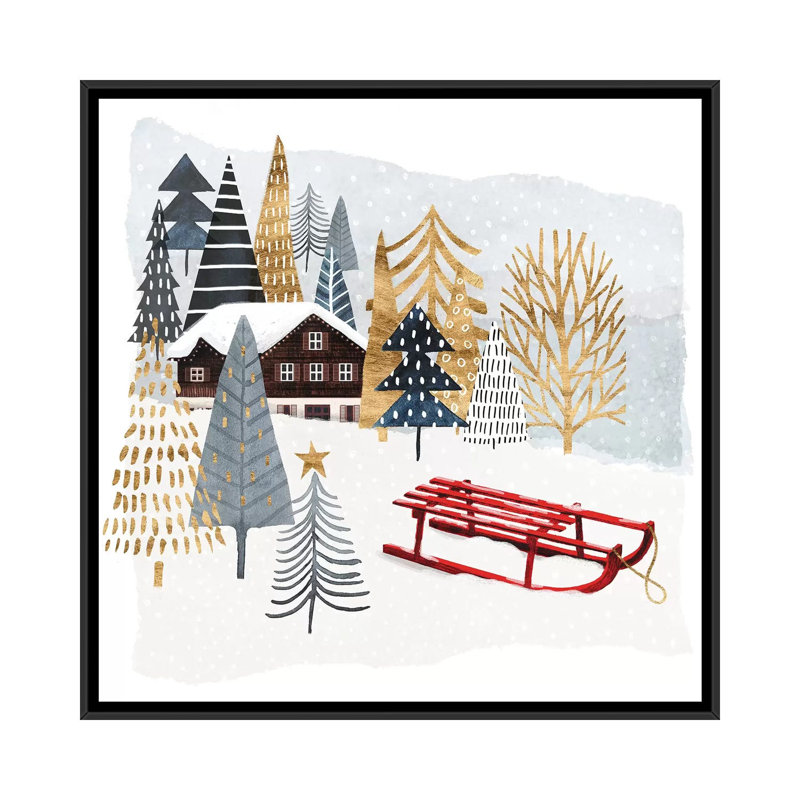 « christmas chalet ii », reproduction d’impression sur toile, H 18 po x l 18 po x P 1,5 po, Toile encadrée noire
