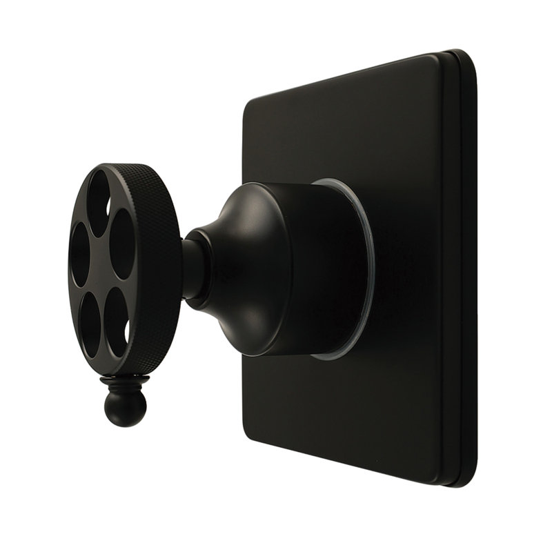 Kingston Brass Wendell Single-Handle Wall Mount Six-Way Diverter Valve with Knurled Handle and Square Trim Kit, Matte Black