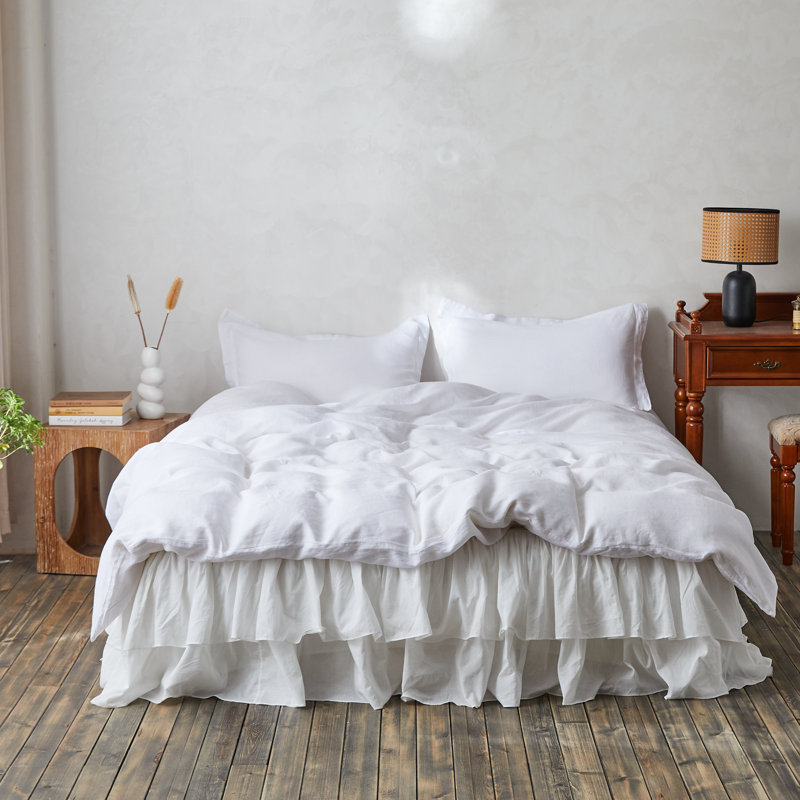 Cotton Ruffled Bed Skirt with Tailored Drop, King, 18
