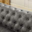 Chesterfield Sofa Tufted  Upholstered PU 3-Seater Sofa Scrolled Arms With Nailhead Decoration, DGY (88.5'X37'x28')