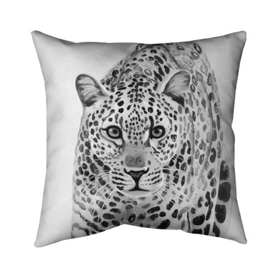 Leopard ready to attack - 16"x16" Throw pillow cover - Poly twill - Print on demand