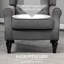 Chaise d'appoint moderne, capitonnée avec accoudoirs ronds et pieds en bois, gris foncé