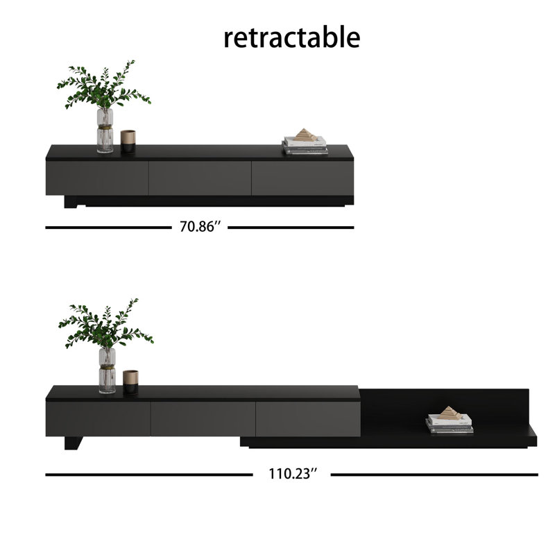 Kesort Extendable TV Stand for TVs up to 85'' with Storage Drawers, Grey/Black