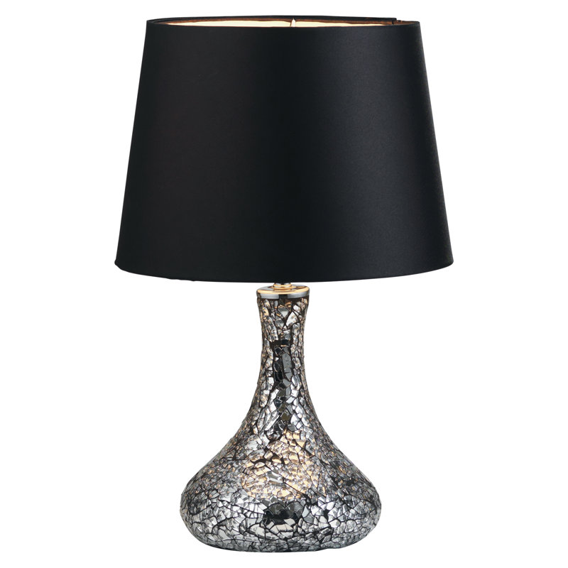 Anthony Glass Table Lamp, Silver/Black