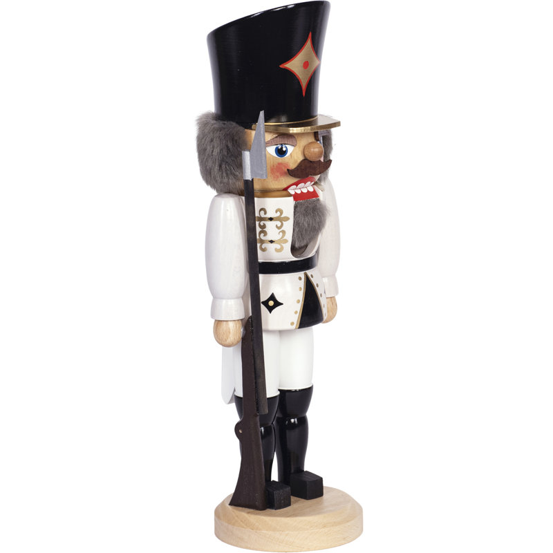 Soldier Nutcracker, White/Black, 29cm H x 10cm W x 10cm D