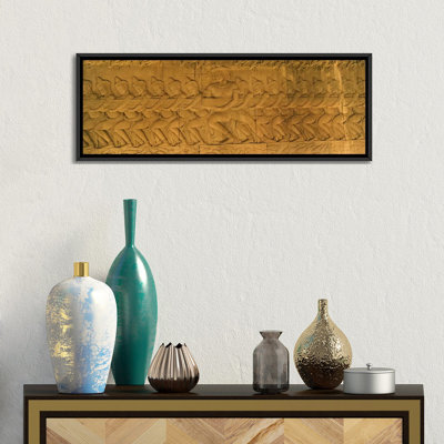 Panoramic Bas Relief in a Temple in Angkor Wat, Cambodia Photographic Print on Canvas