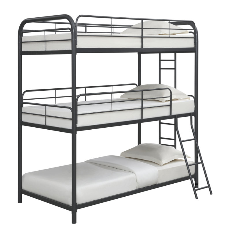 Lit superposé triple Furniture, simple / simple / simple, noir