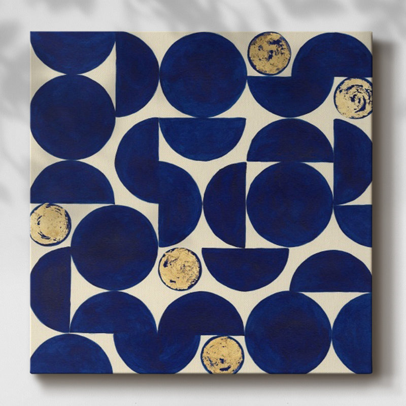 Toile tendue indigo Hémisphères I-Gallery, H 8 po x l 8 po x P 1,5 po