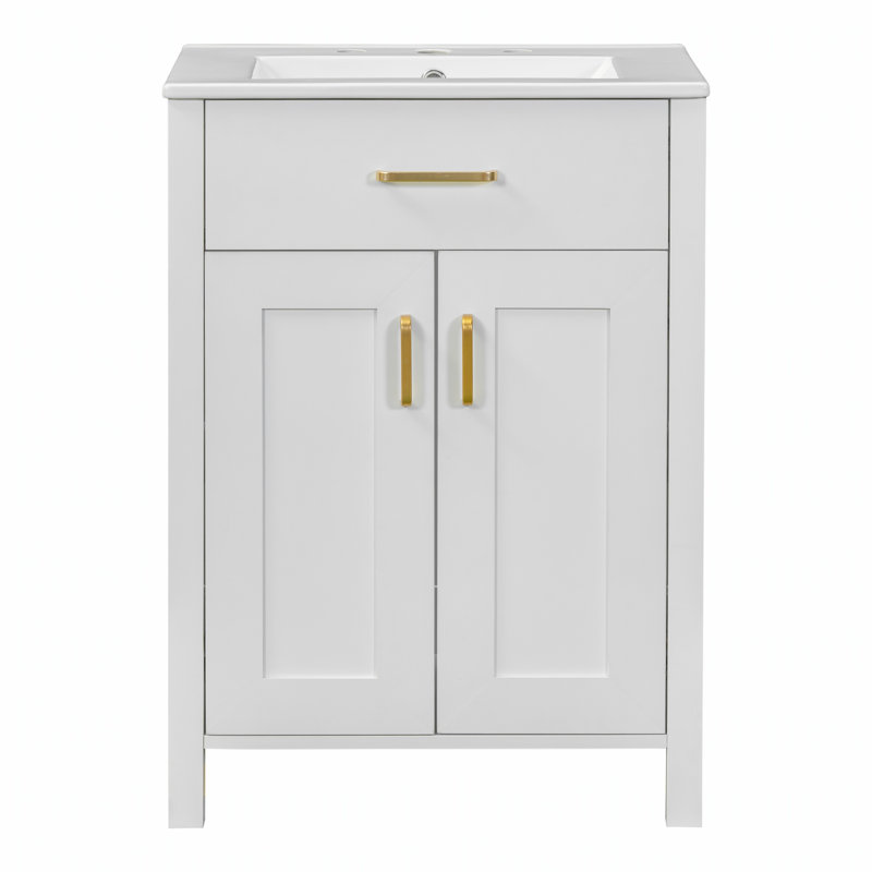 Ensemble de meuble-lavabo 24 po avec lavabo en céramique, conception compacte pour petits espaces et solutions de rangement élégantes