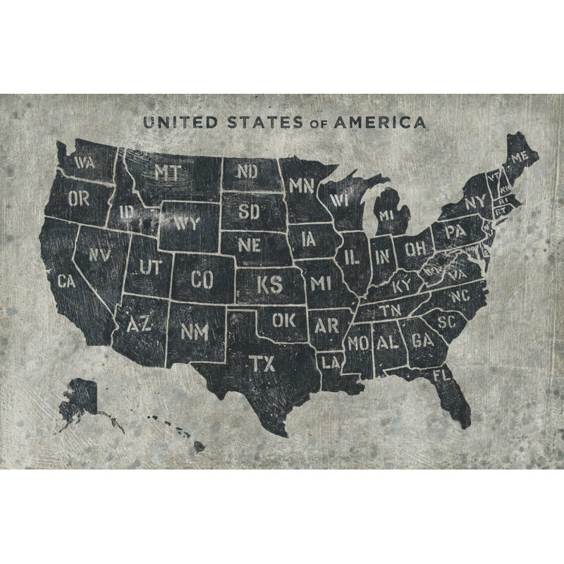 Carte grunge des États-Unis, H 12 po x l 18 po