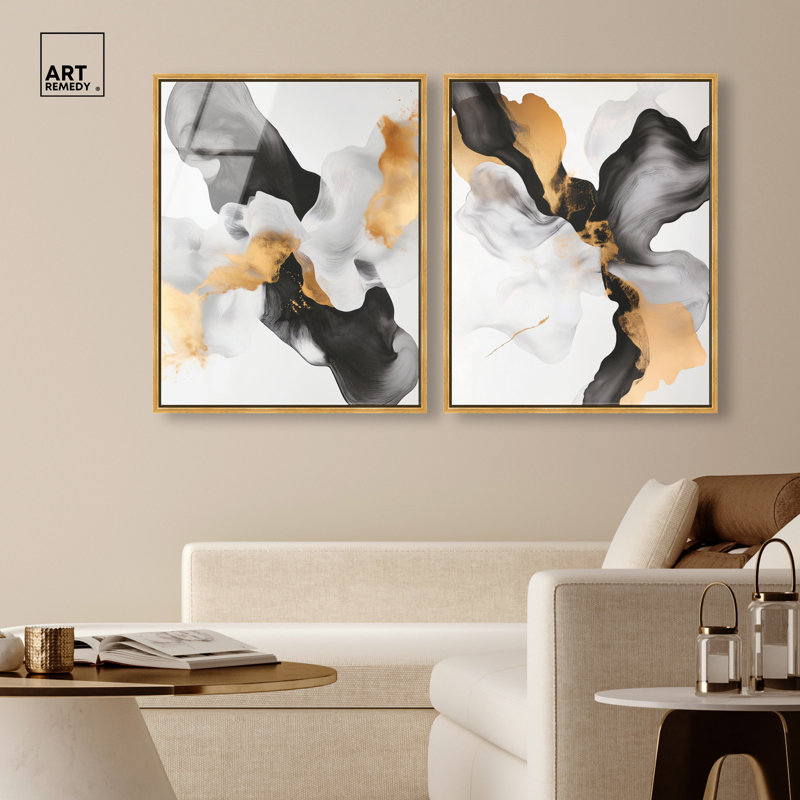 «Celestial Boundaries Duo», ensemble de reproductions d'art encadrées en acrylique encadrées par Art Remedy, cadre doré, 24 x 30