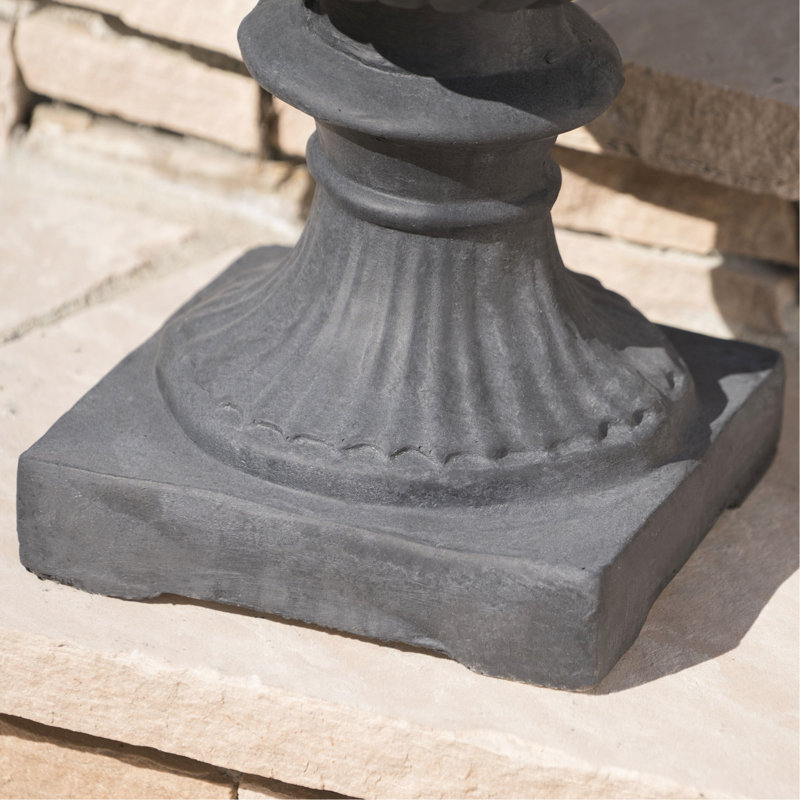 Urn Planter, Antique Black Magnesium Oxide - For Indoor & Outdoor Spaces, 17.3X17.3X24 Inch, Black
