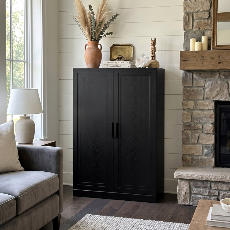 Armoire de rangement avec tablettes réglables Nashaya, Black, 1 PC-49"H