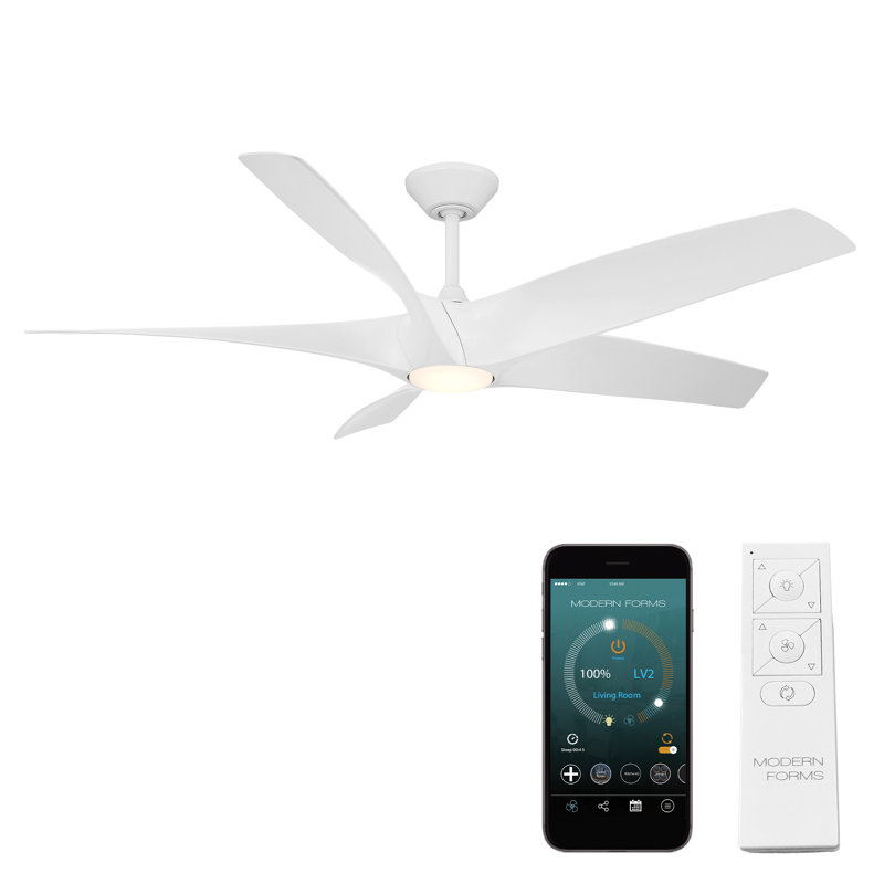 Zephyr 5 5-Blade Smart Ceiling Fan, Matte White