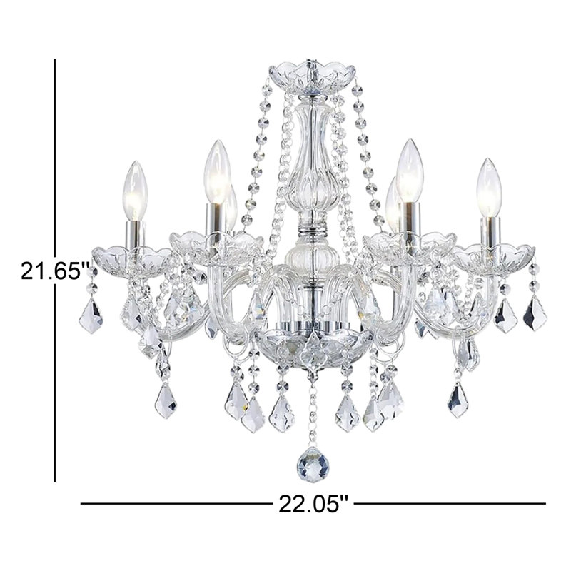 Lustre classique / traditionnel en verre 6 lumières à intensité variable Amiaha