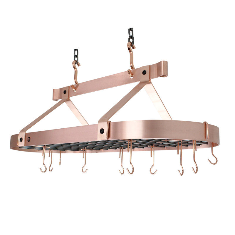 Handcrafted 36" French Oval Ceiling Pot Rack with 18 Hooks