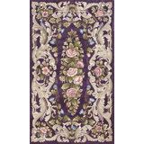 Hand Knotted Wool Floral Area Rug in Purple