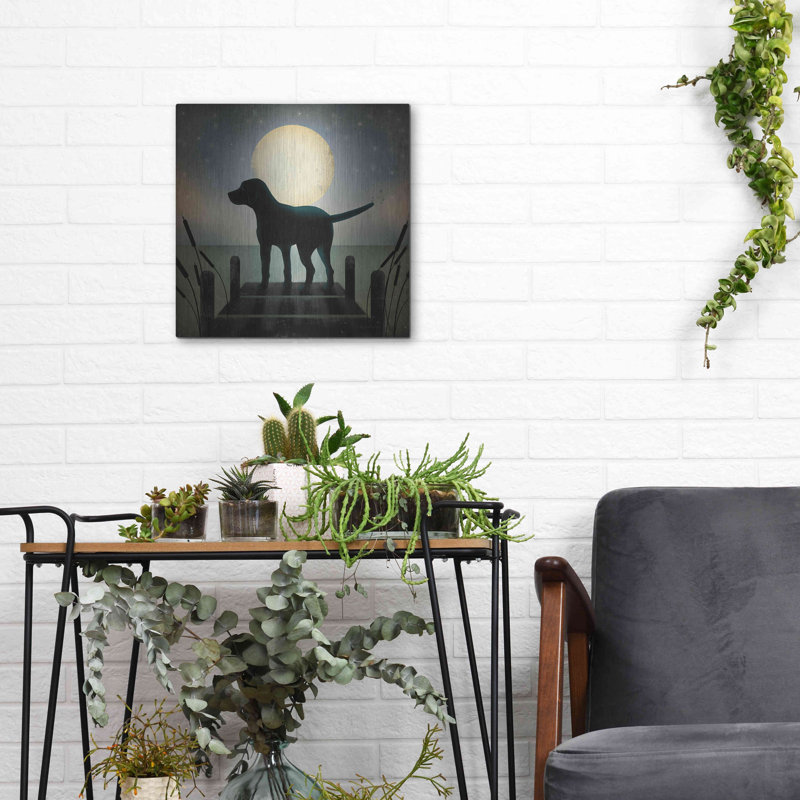 «Moonrise Black Dog» par Ryan Fowler, H 12 po x l 12 po