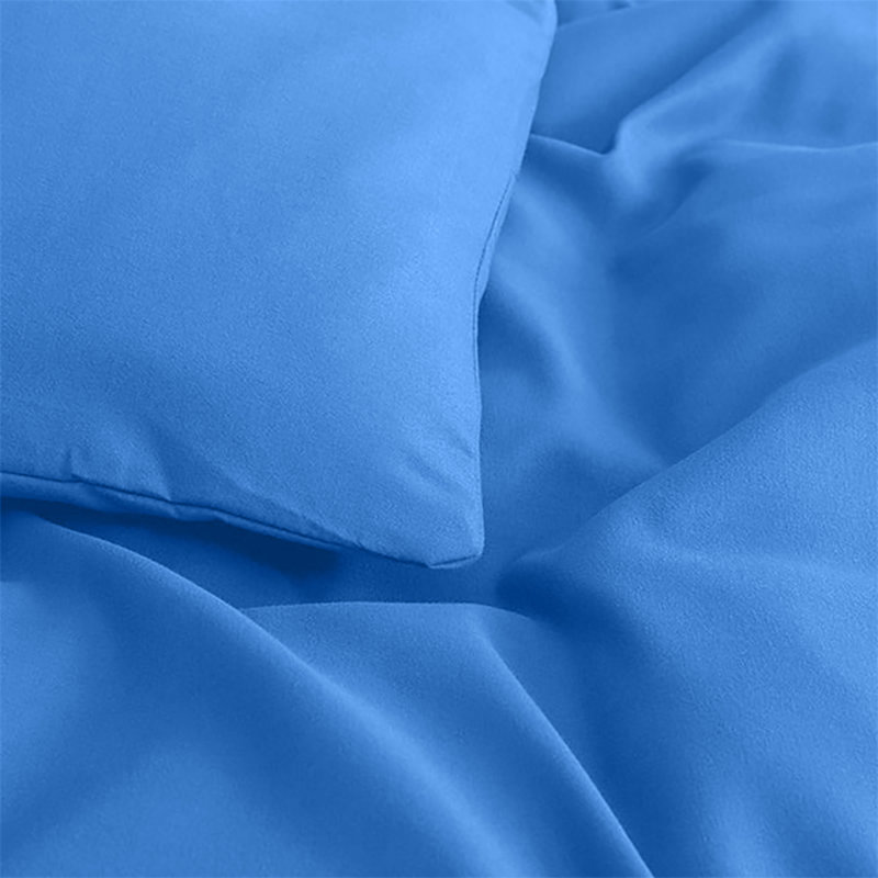 Plain Microfibre Reversible Contemporary Luxury Quilt Duvet Cover with Pillow Cases, Light Blue