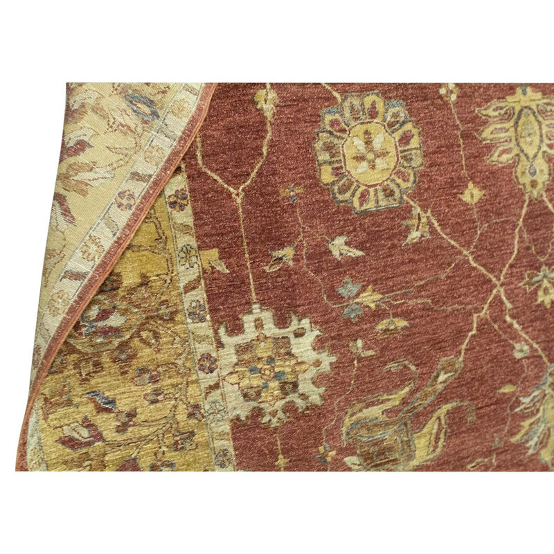 Tapis brun / rouge / ivoire noué à la main