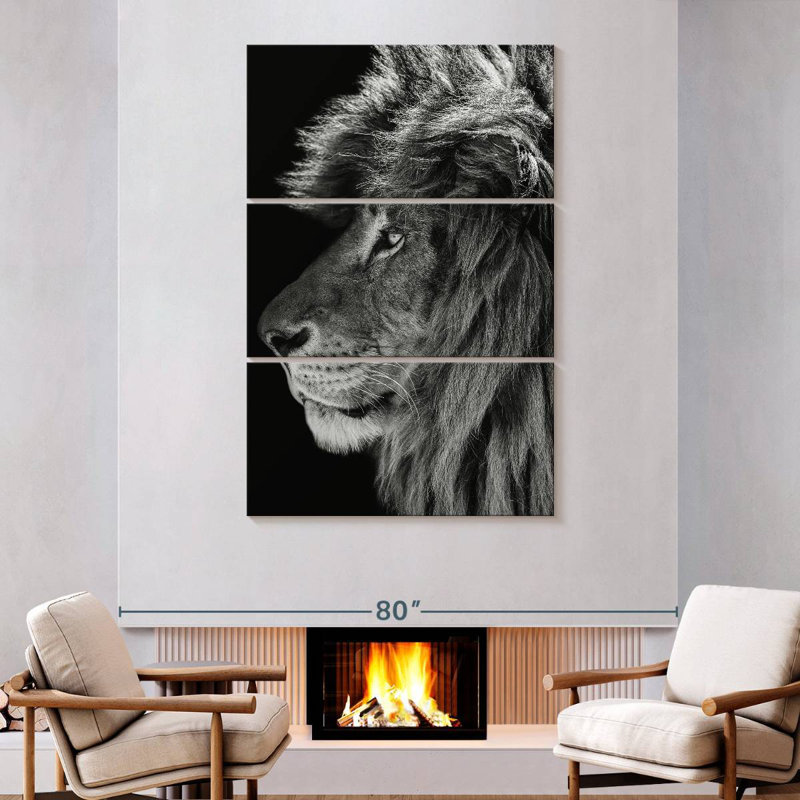 Profil latéral du lion Brampt, H 74 po x l 48 po