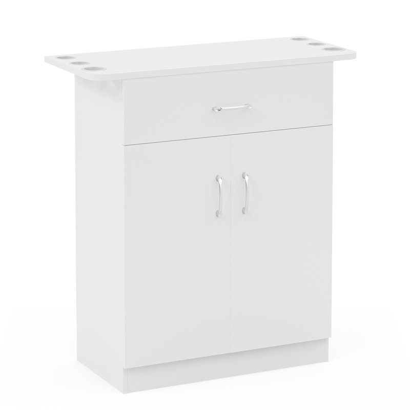 Station de rangement pour styliste avec tiroir et 6 supports pour sèche-cheveux Salon, Blanc