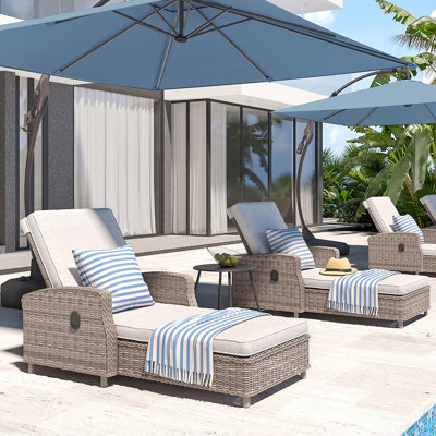 Chaise longue d'extérieur en aluminium 2 pièces avec pompe à air Aviahna, dossier inclinable et coussin réglables