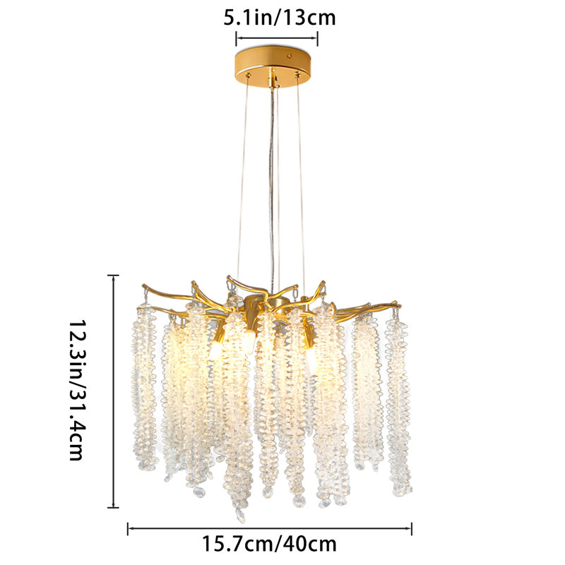 Modern Gold Tree Branch Crystal Chandelier, 15.7", G9 Base (No Bulb)