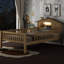 Lit plateforme simple naturel avec tête de lit en forme de maison, tête de lit et rangement - tête de lit et rangement Haven-1108042294