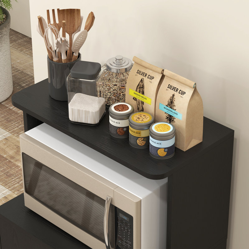 Buffet de rangement pour chariot à micro-ondes sur roulettes, noir