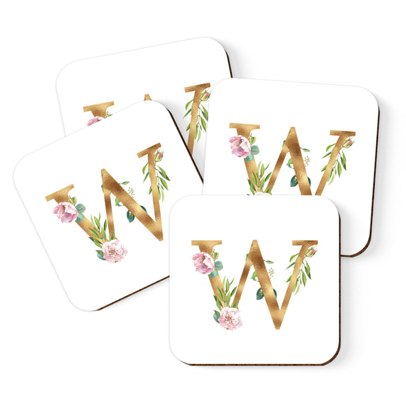 Sous-verre de lettre initiale à monogramme Lush Bloom, W