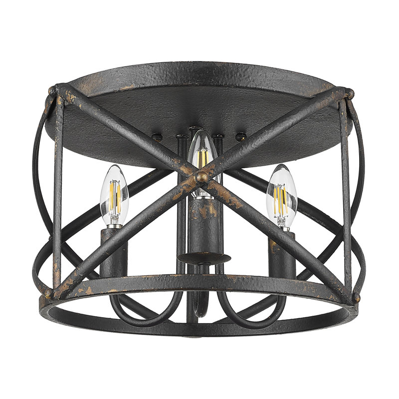 Plafonnier encastré 2 lumières Bova, Fer noir antique