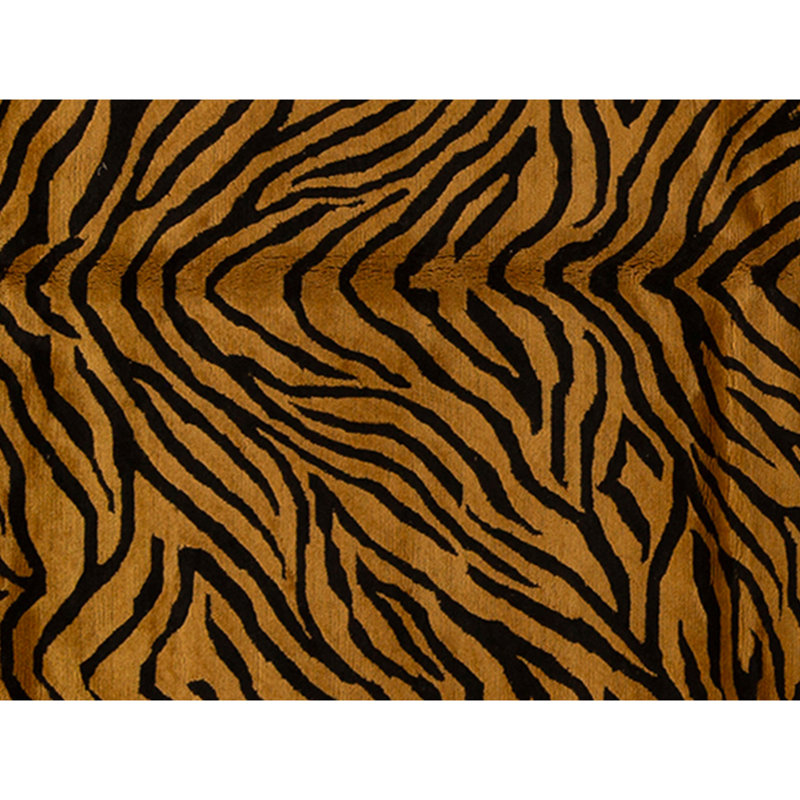 High-Quality Hand-Knotted Camel And Black Area Rug